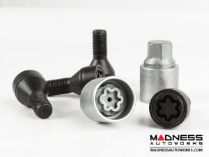 MINI Cooper Lug Bolt and Lock Set by Farad - Set of 16 - M14x1.25 - 60° Cone Seat - Black (R55/ R56/ R57/ R58/ R59 Models)
